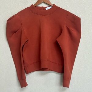 Hunter Bell New York Women’s Puff Sleeve Sweatshirt Zip-Back Size Orange Rust